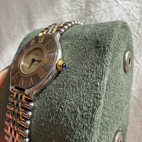 Cartier watch, Roman Bezel, Ivory Dial, bullet strap, Must de Cartier - Picture 12 of 12